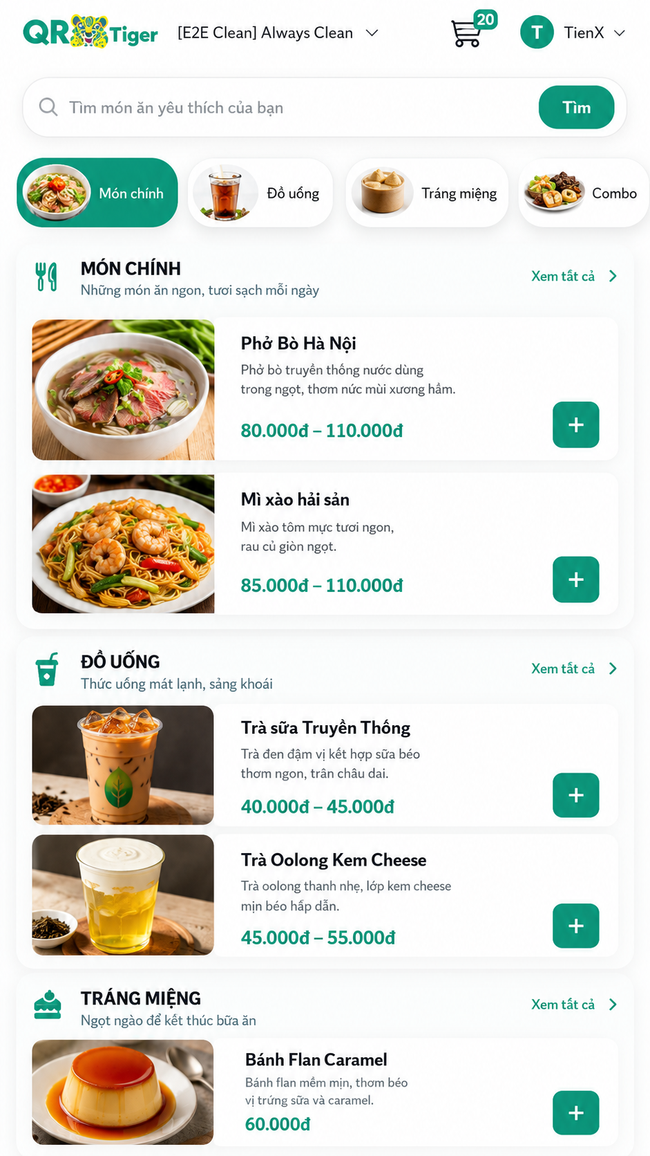 Màn hình QR Menu trên iPhone